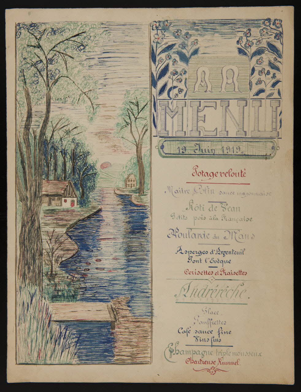 dessin Menu de communion 1973.107.152 Photo Mucem