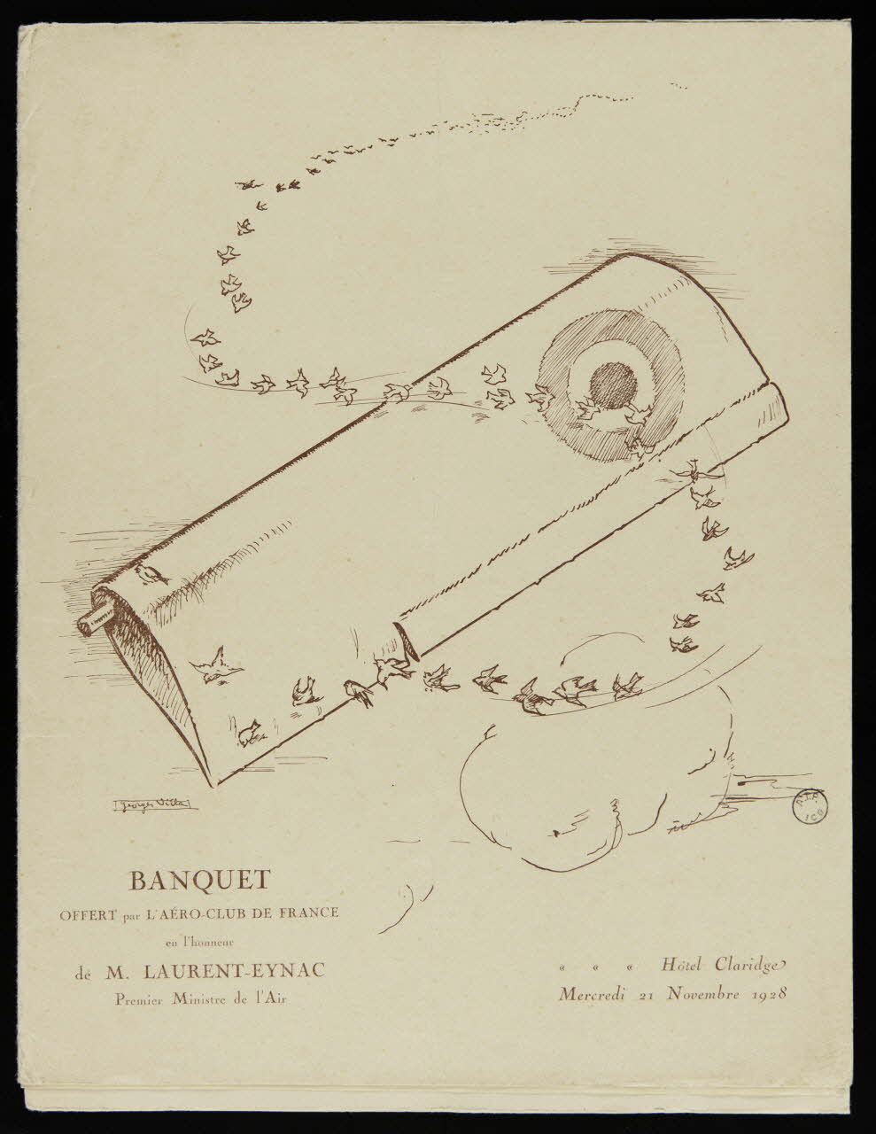 estampe BANQUET  OFFERT par L'AERO-CLUB DE FRANCE 1973.11.105 Photo Mucem