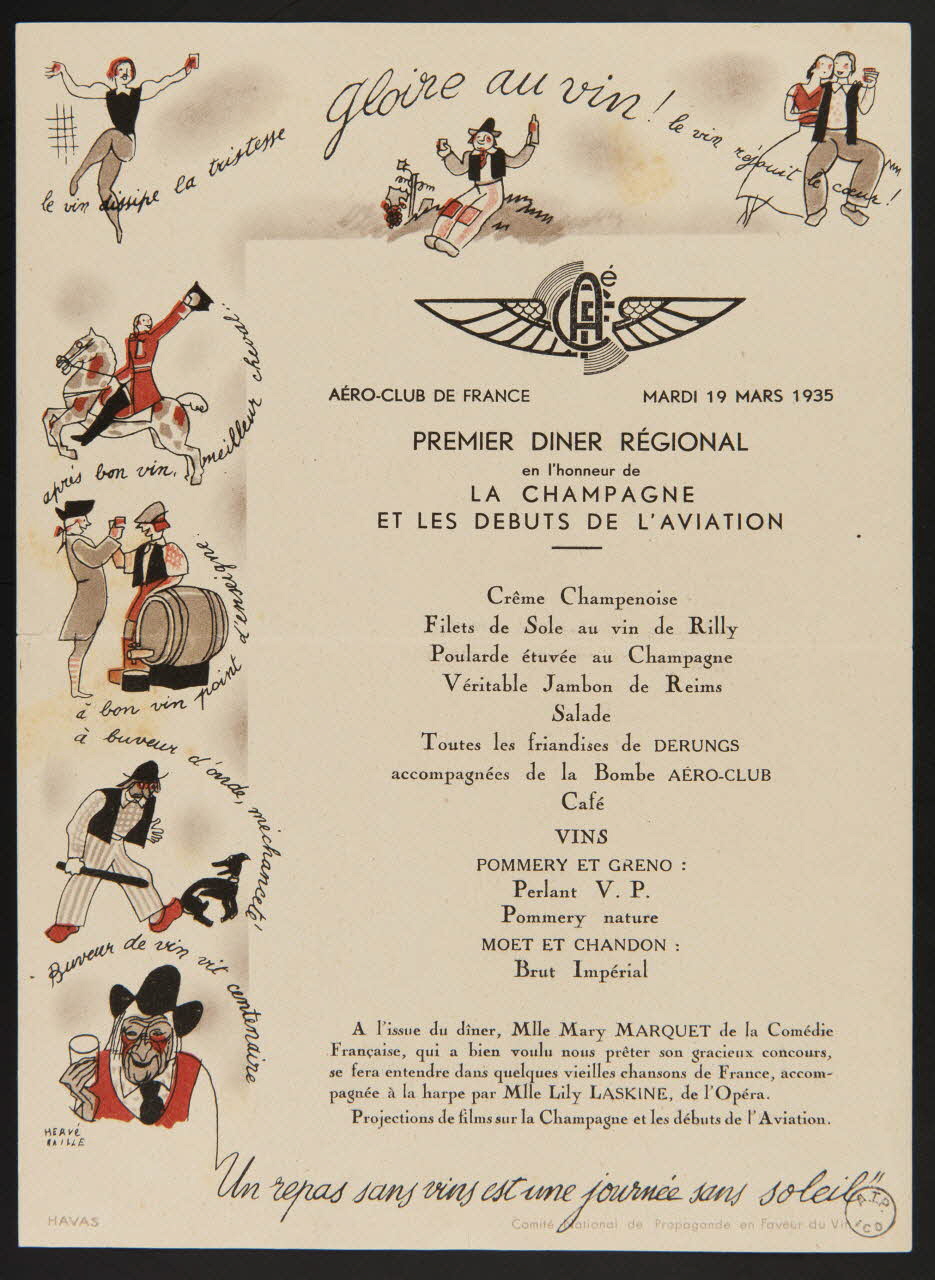 estampe Premier diner régional en l'honneur de la champagne et les débuts de l'aviation 1935 1973.11.107 Photo Mucem