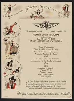 estampe Premier diner régional en l'honneur de la champagne et les débuts de l'aviation 1935 1973.11.107 Photo Mucem