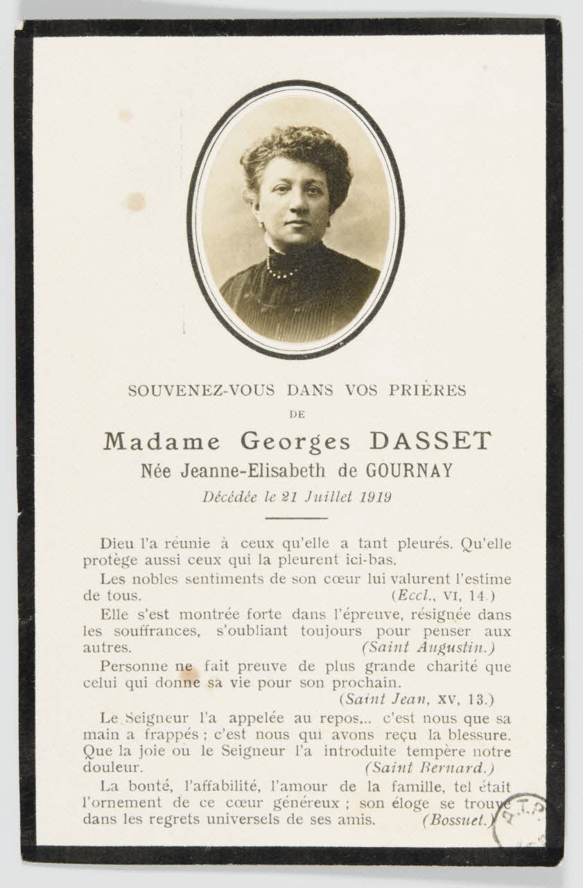 estampe SOUVENEZ-VOUS DANS VOS PRIERES  DE  Madame Georges DASSET 1973.11.78 Photo Mucem