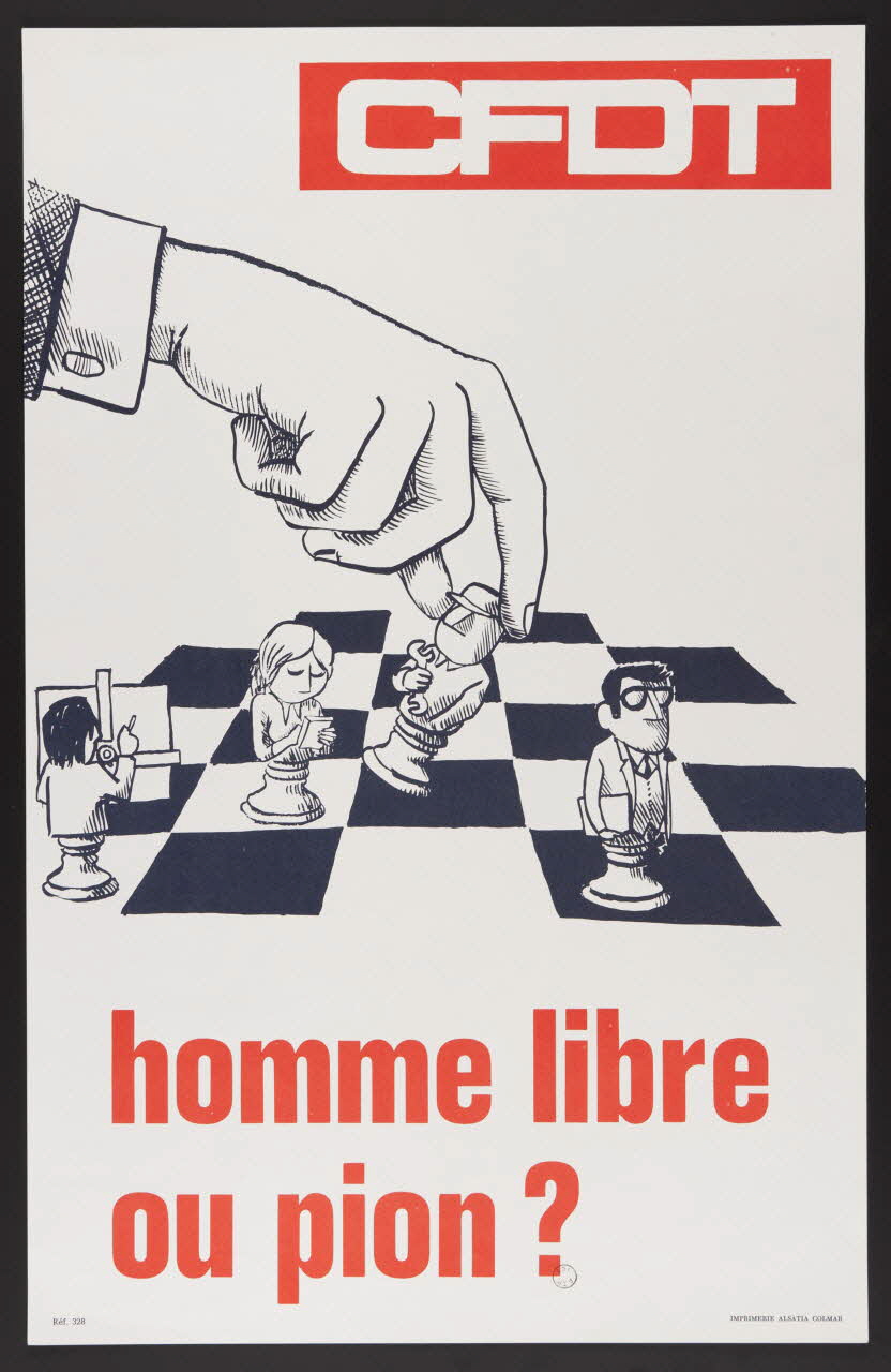estampe CFDT  homme libre  ou pion? 1973.23.3 Photo Mucem