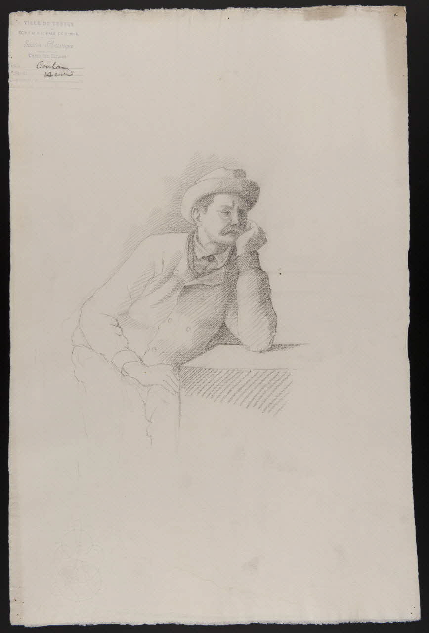 dessin Homme moustachu accoudé 1973.31.159 Photo Mucem