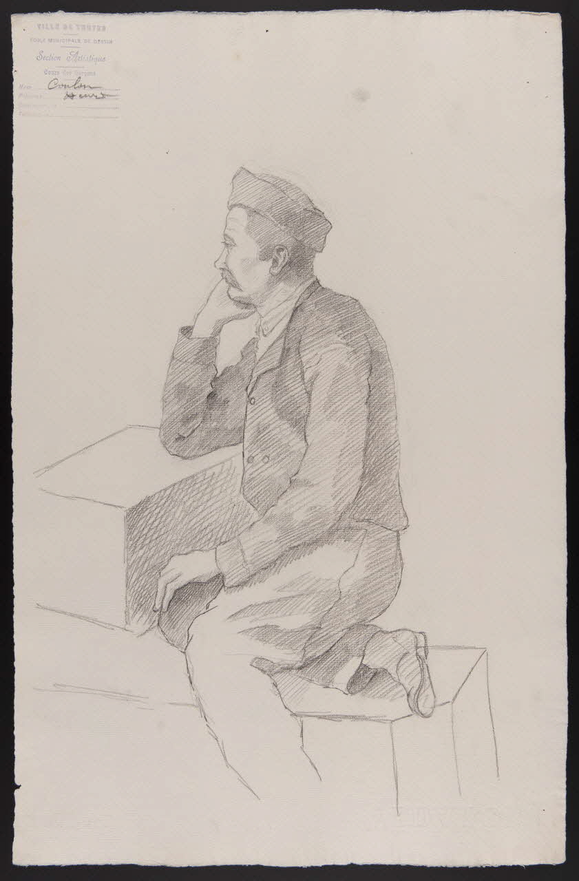 dessin Homme de profil avec couvre-chef, assis et accoudé 1973.31.162 Photo Mucem