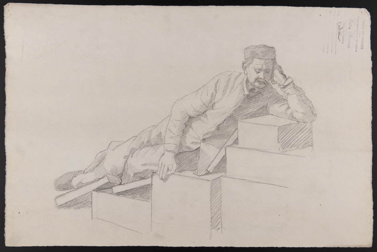 dessin Homme accoudé et couché sur le côté 1973.31.164 Photo Mucem