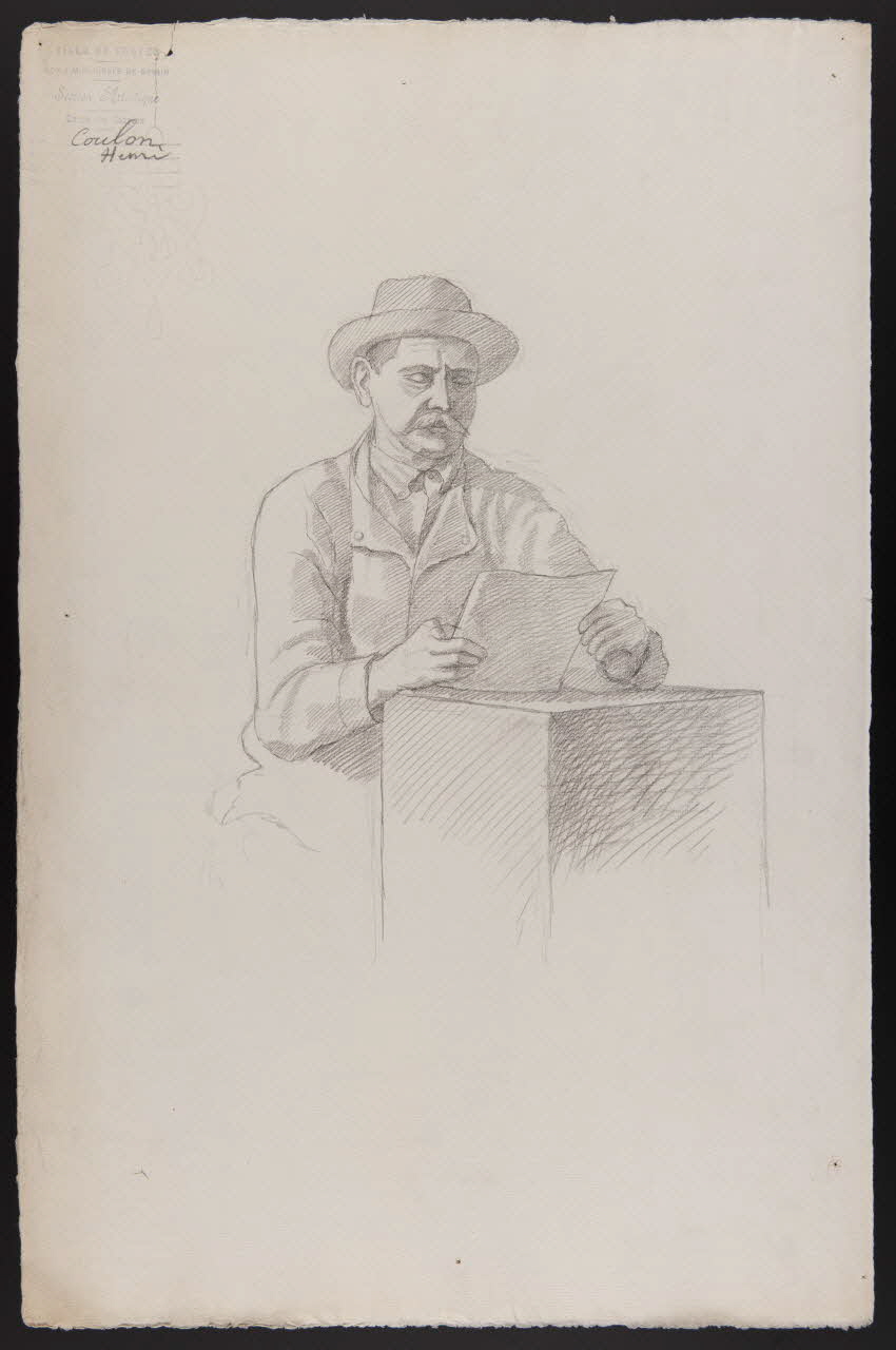 dessin Homme au chapeau, lisant 1973.31.167 Photo Mucem