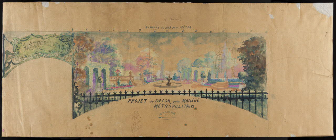 dessin PROJET de DECOR pour MANEGE  METROPOLITAIN 1973.31.71 Photo Mucem