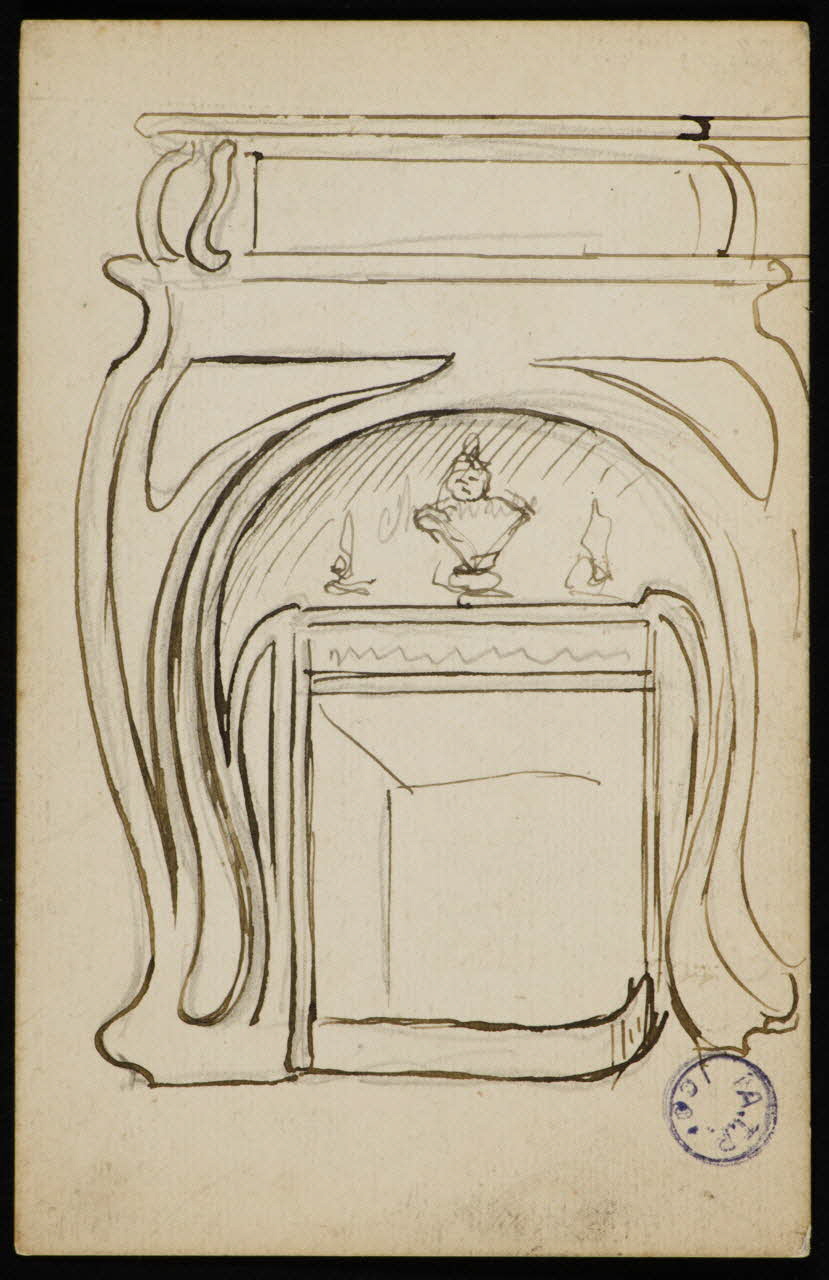 dessin Esquisse d'une cheminée art nouveau 1973.31.80.19 Photo Mucem