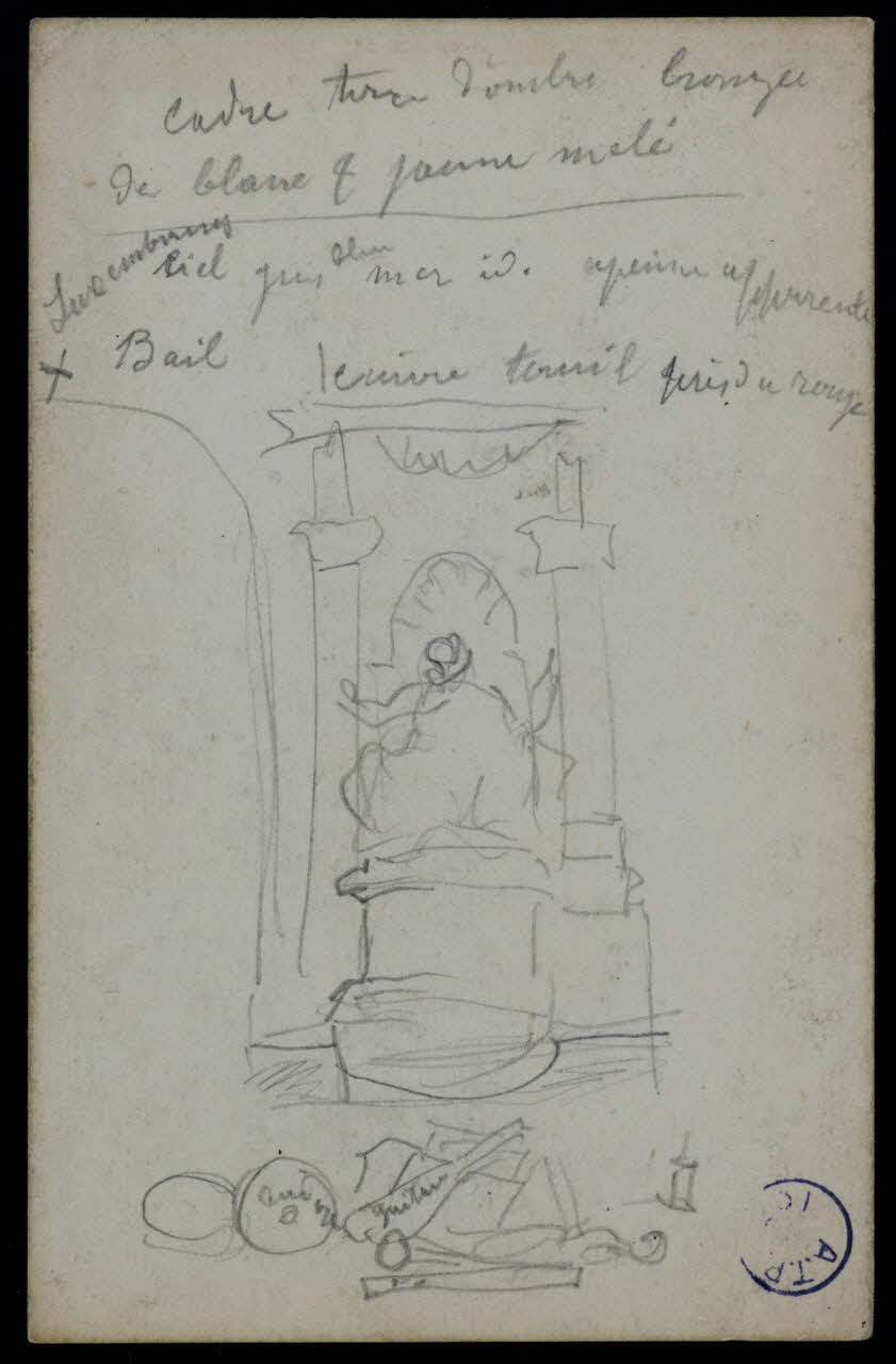 dessin Esquisse d'une fontaine (?) du Luxembourg et d'un trophée d'instruments de musique 1973.31.80.74 Photo Mucem