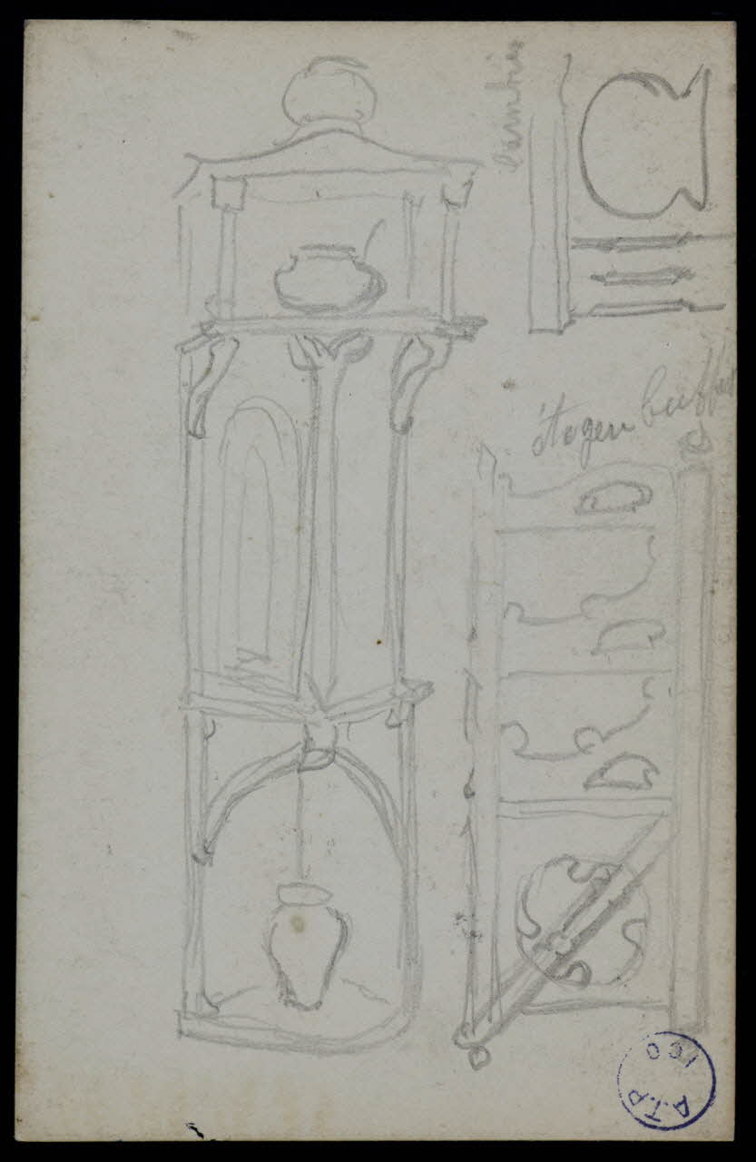dessin Esquisses d'étagère, de buffet et de lambris art nouveau 1973.31.80.76 Photo Mucem
