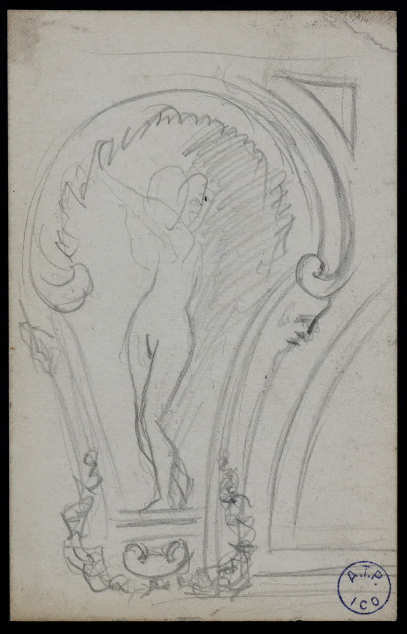 dessin Statuette féminine dans une niche art nouveau 1973.31.80.87 Photo Mucem