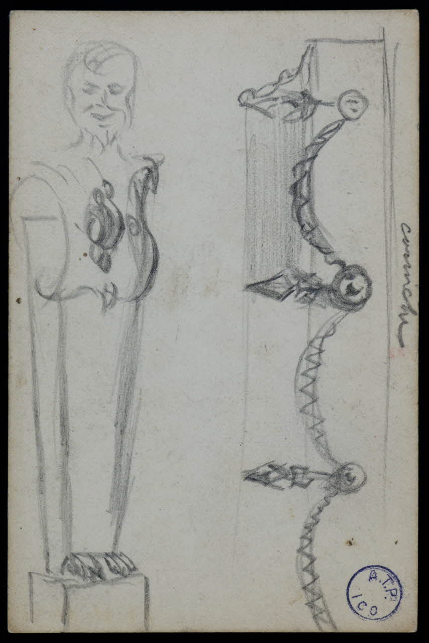 dessin Esquisses d'un terme et d'une corniche 1973.31.80.91 Photo Mucem