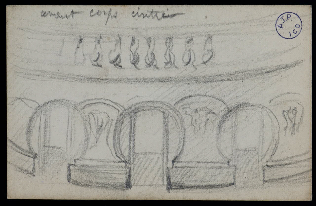 dessin Esquisse d'un intérieur de salle de spectacle (?) 1973.31.80.95 Photo Mucem
