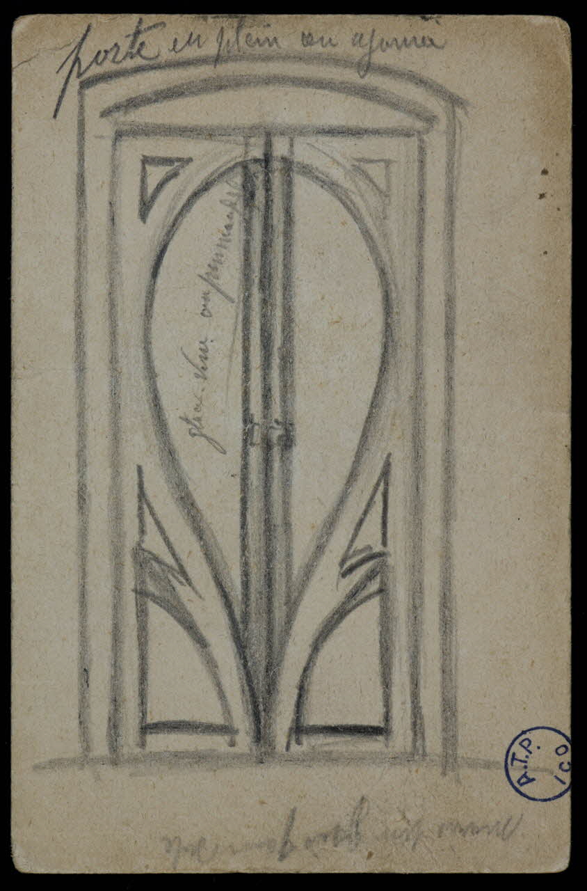 dessin Esquisse d'une porte art nouveau 1973.31.81.1 Photo Mucem