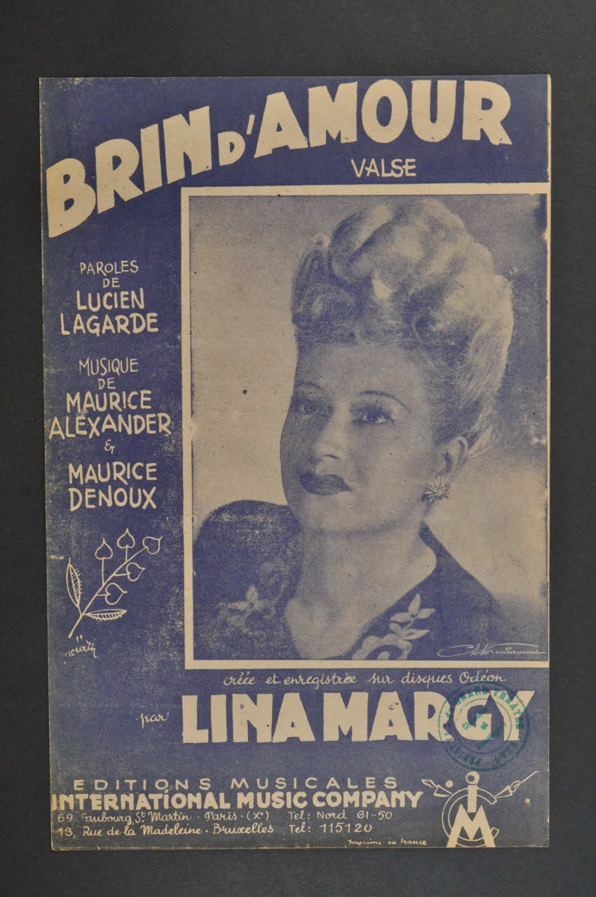 Maurice Denoux ; Maurice Alexander ; Lucien Lagarde ; Lina Margy ; International Music Compagny; chanson petit format Île-de-France, France 1945 1966.138.18 Photo Mucem