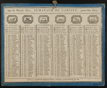 Lucien-Côme Diot imagerie ancienne Age du Monde 5817. ALMANACH DE CABINET, pour l'An 1817. Beauvais 1802-1823 1973.53.101 Photo Mucem