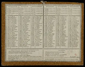estampe ALMANACH DE CABINET POUR L'ANNEE BISSEXTILE 1820. 1973.53.107 Photo Mucem
