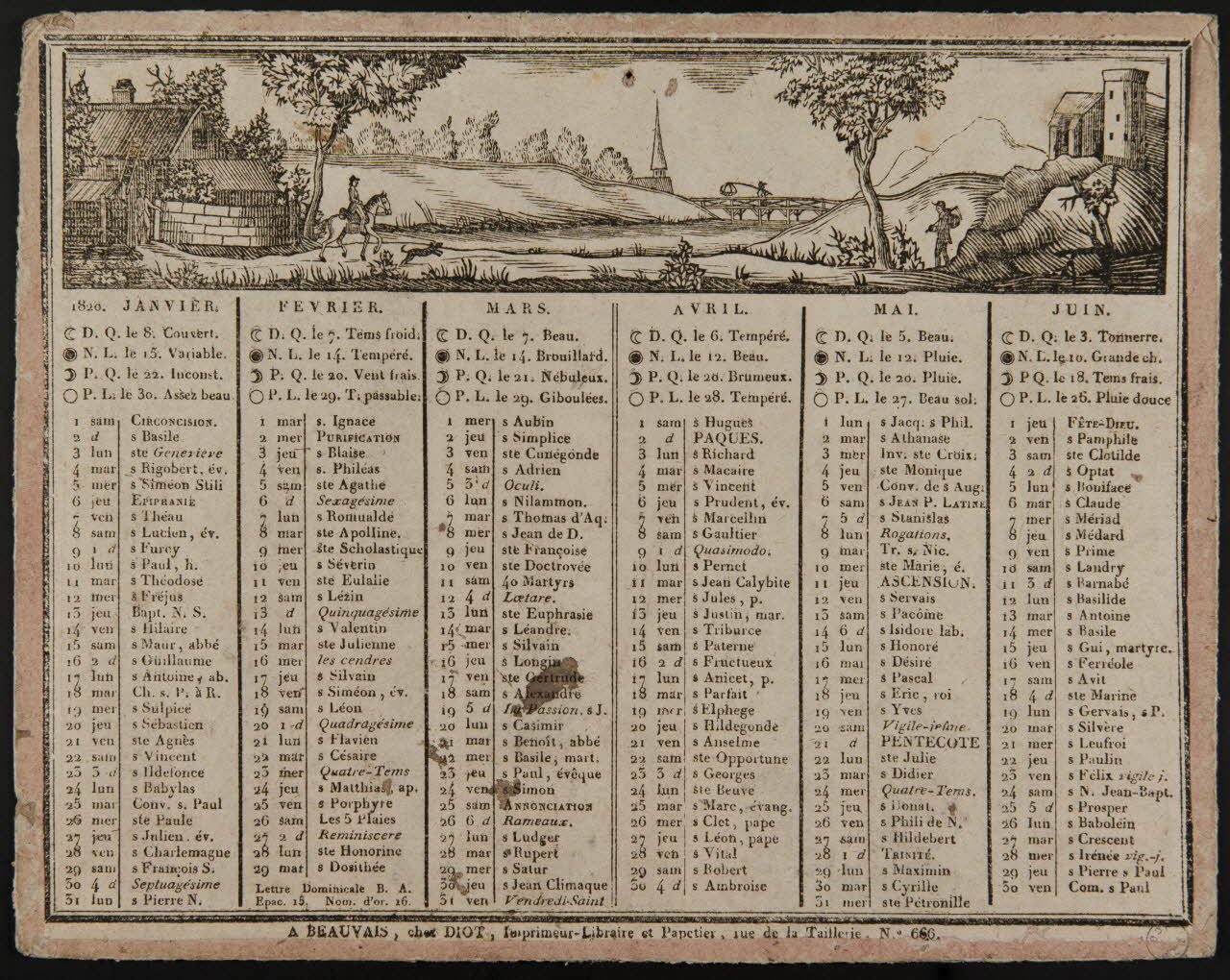 imagerie ancienne Calendrier de 1820 1973.53.108 Photo Mucem