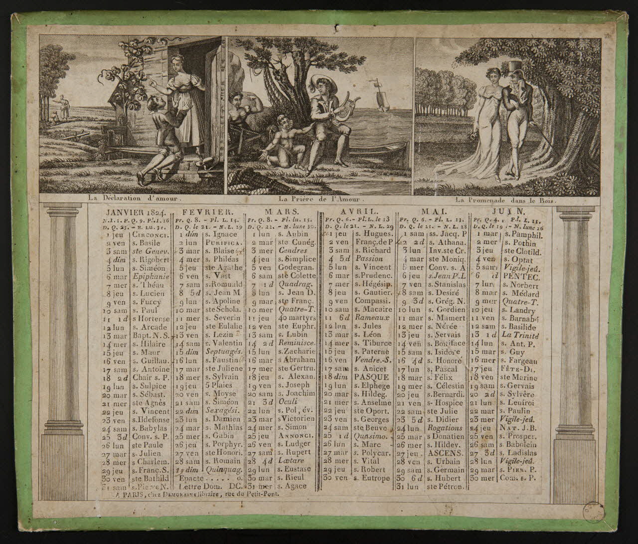 estampe La Déclaration d'amour.  La Prière d'Amour.  La Promenade dans le Bois.  La Confidence.  Le Berger abandonné.  La Récompense du Troubadour. 1973.53.112 Photo Mucem