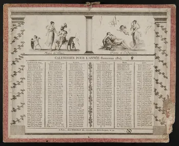 estampe CALENDRIER POUR L'ANNEE Bissextile 1824. 1973.53.114 Photo Mucem
