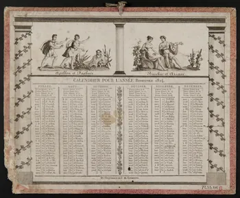 estampe CALENDRIER POUR L'ANNEE Bissextile 1824. 1973.53.114 Photo Mucem
