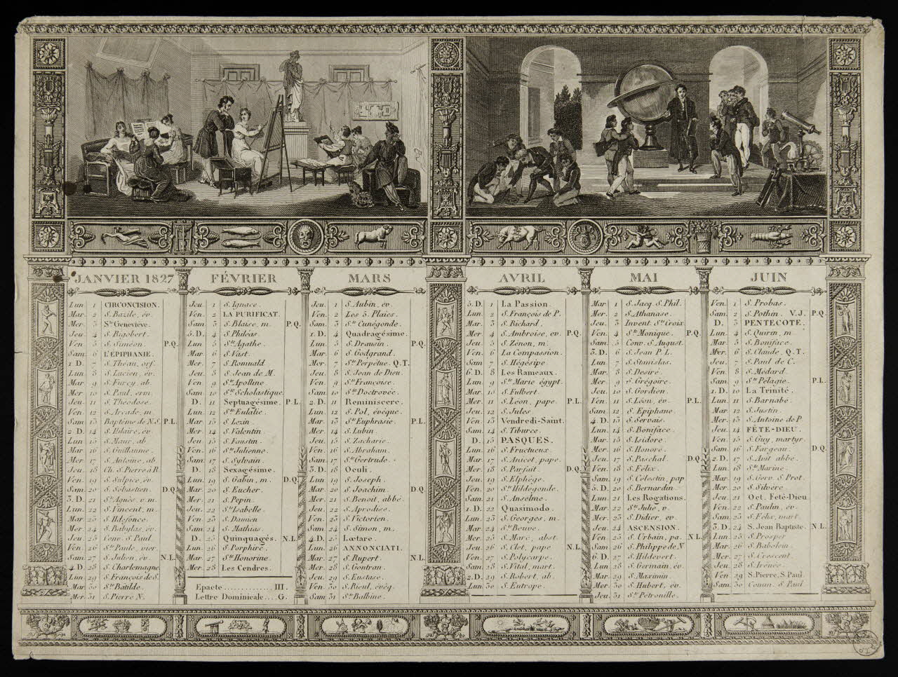 estampe Calendrier pour l'année 1827 1973.53.118.1 Photo Mucem