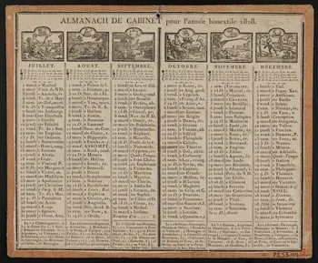 Brée Ainé imagerie ancienne ALMANACH DE CABINET POUR L'ANNEE BISSEXTILE 1828 Falaise 1827 1973.53.119 Photo Mucem