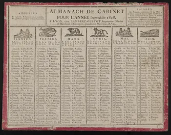 estampe ALMANACH DE CABINET POUR L'ANNEE bissextile 1828. 1973.53.121 Photo Mucem