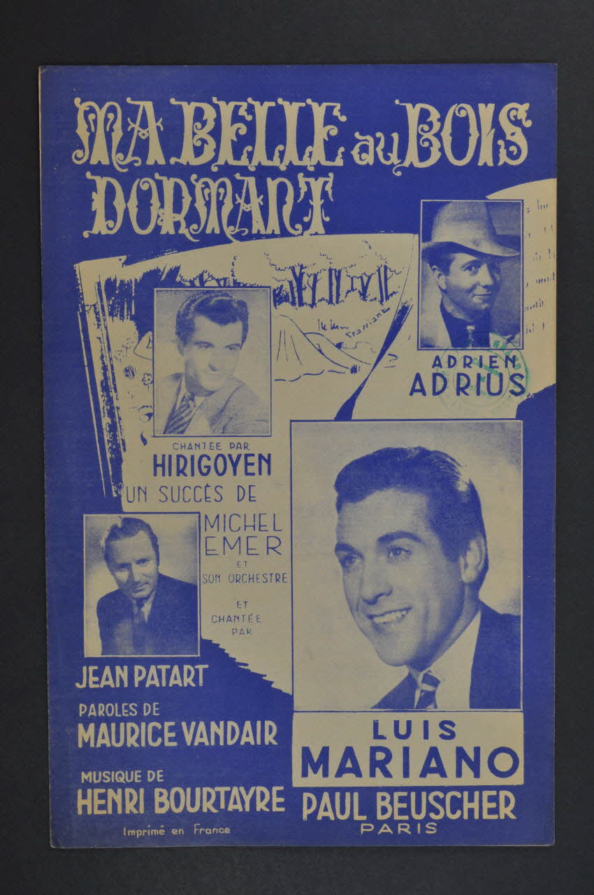 Maurice Vandair ; Henri Bourtayre ; Rudy Hirigoyen ; Adrien Adrius ; Jean Patart ; Luis Mariano ; Paul Beuscher chanson petit format Île-de-France, France 1944 1966.138.19 Photo Mucem
