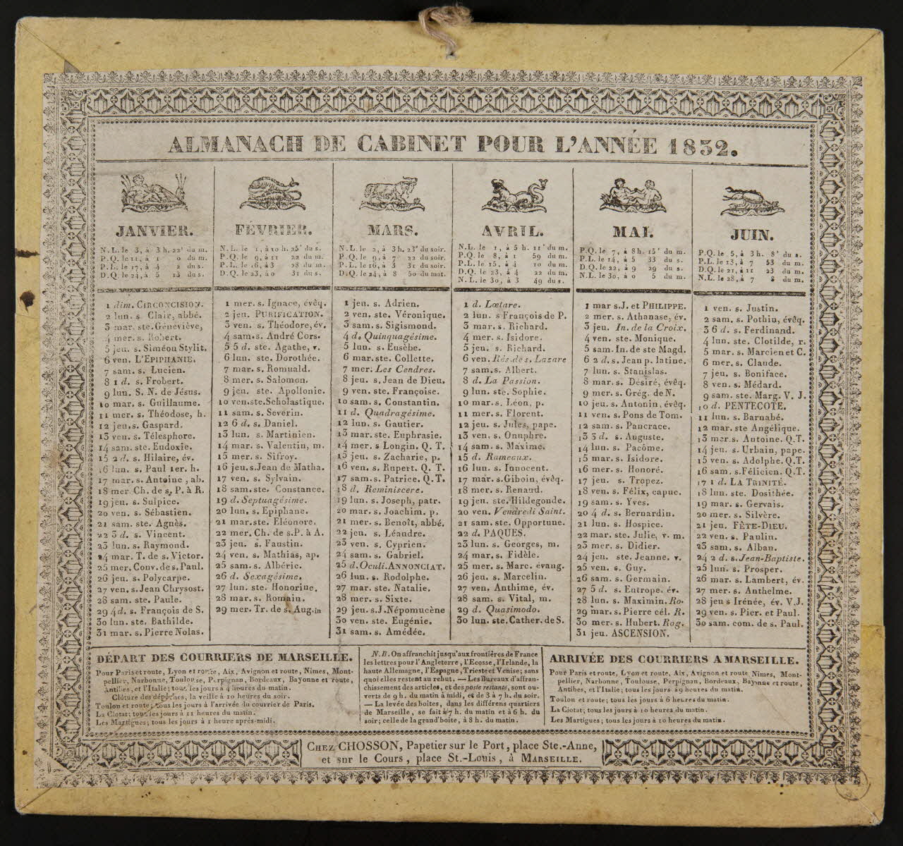 estampe ALMANACH DE CABINET POUR L'ANNEE 1832. 1973.53.126 Photo Mucem