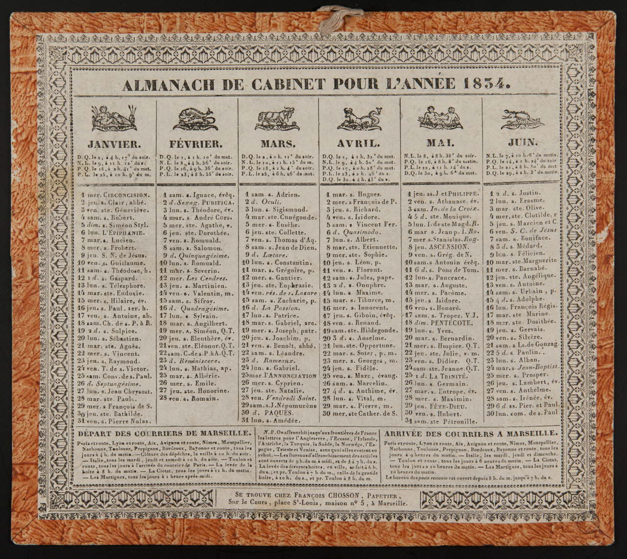estampe ALMANACH DE CABINET POUR L'ANNEE 1834. 1973.53.131 Photo Mucem