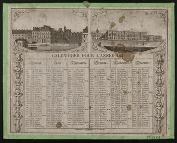 estampe CALENDRIER POUR L'ANNEE 1835. 1973.53.134 Photo Mucem