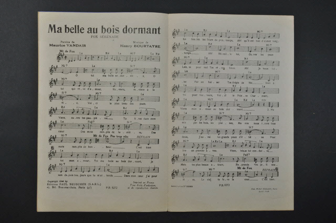 Maurice Vandair ; Henri Bourtayre ; Rudy Hirigoyen ; Adrien Adrius ; Jean Patart ; Luis Mariano ; Paul Beuscher chanson petit format Île-de-France, France 1944 1966.138.19 Photo Mucem