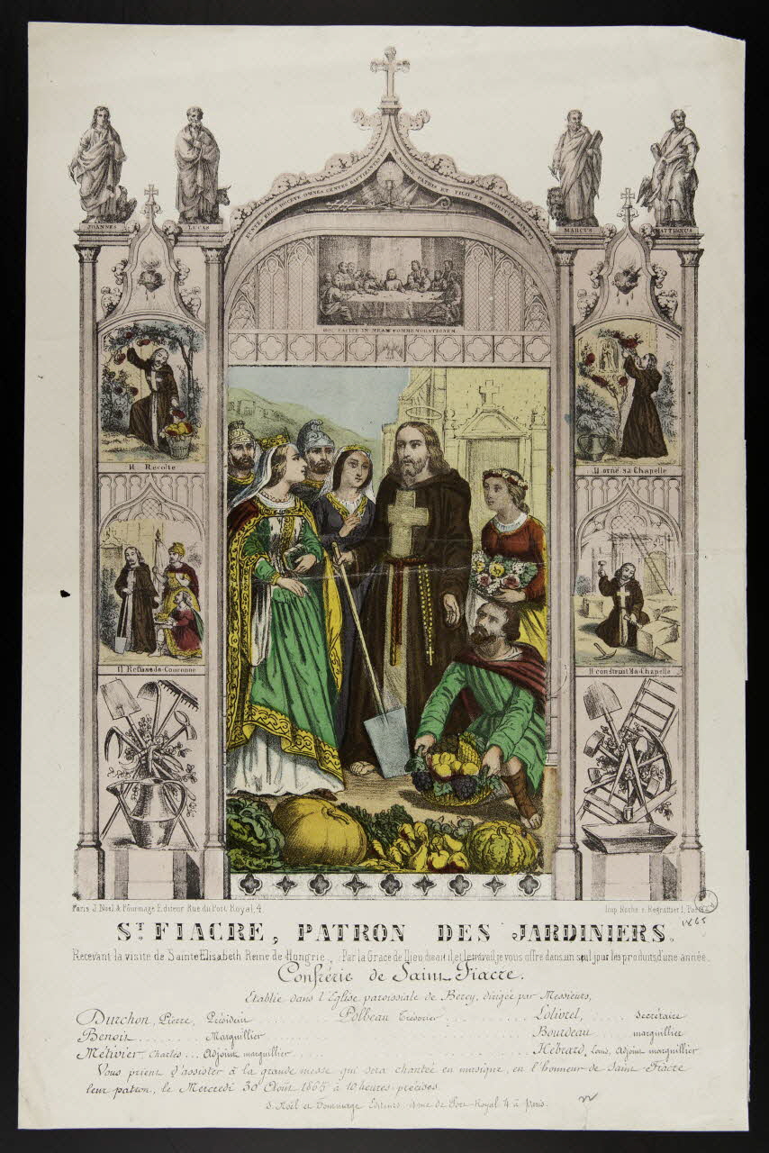 estampe St. FIACRE, PATRON DES JARDINIERS. 1973.53.15 Photo Mucem