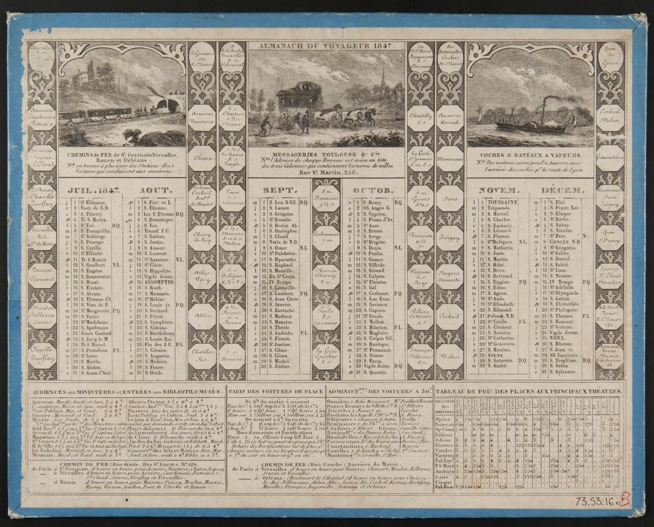estampe ALMANACH DU VOYAGEUR 1847. 1973.53.160 Photo Mucem