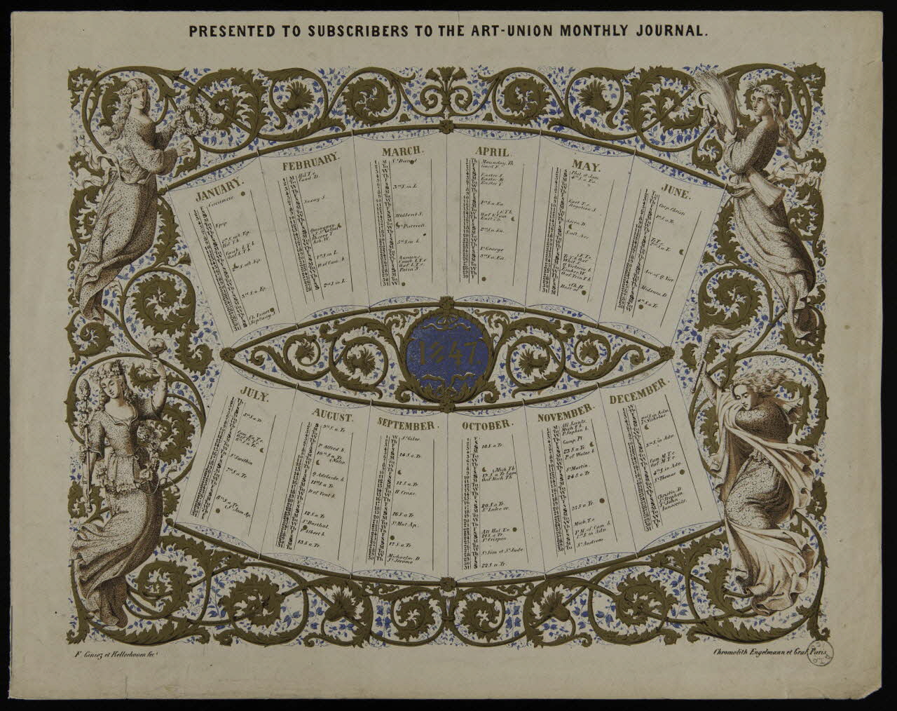 estampe Calendrier pour l'année 1847 1973.53.165 Photo Mucem