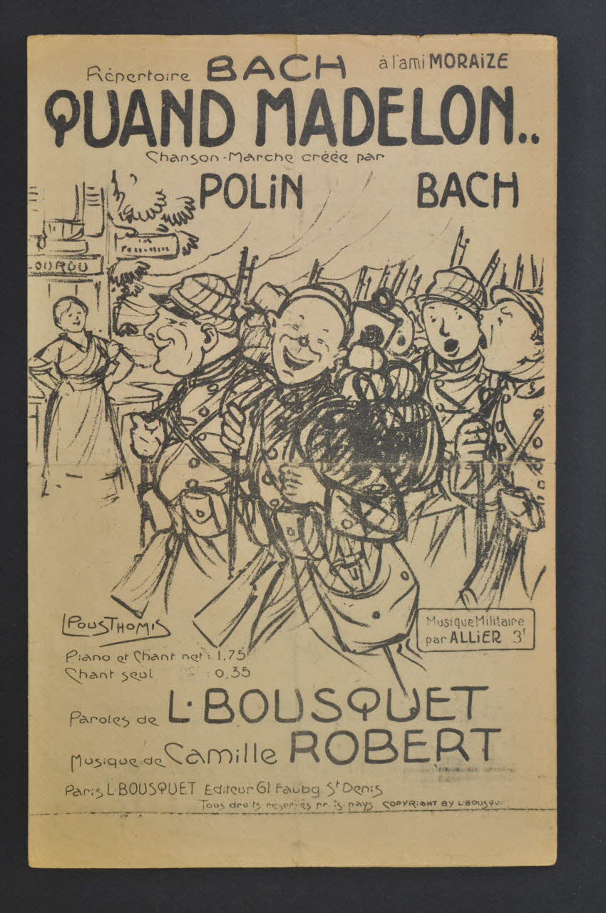 Louis Bousquet ; Camille Robert ; Bach ; Polin partition de musique petit format 1914 1965.146.2 Photo Mucem