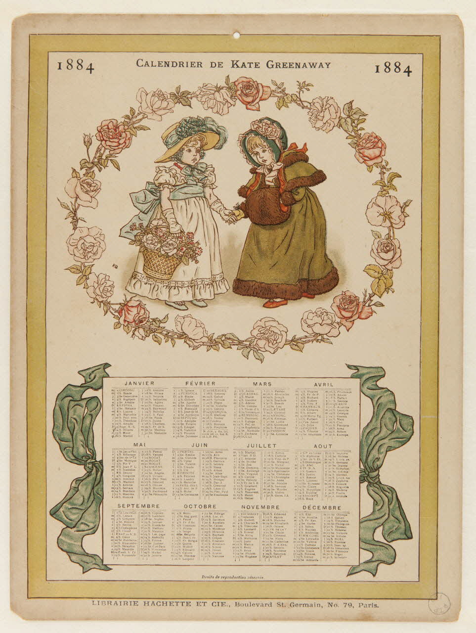 estampe 1884  CALENDRIER DE KATE GREENAWAY 1973.53.208 Photo Mucem