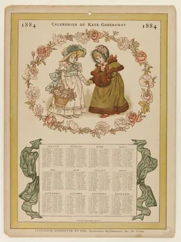 estampe 1884  CALENDRIER DE KATE GREENAWAY 1973.53.208 Photo Mucem