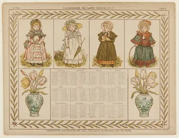 estampe 1884  CALENDRIER DE KATE GREENAWAY 1973.53.209 Photo Mucem