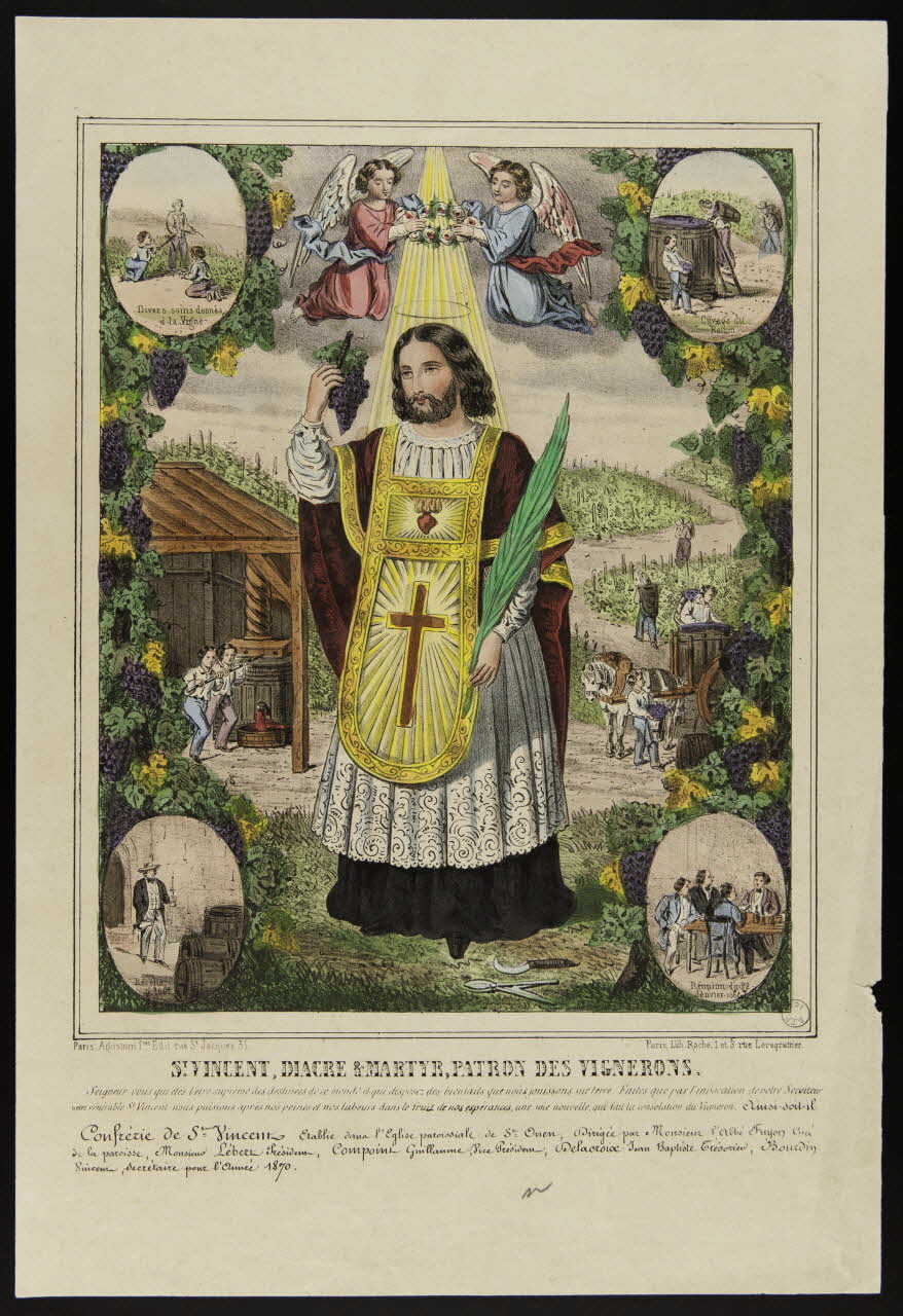estampe St VINCENT, DIACRE & MARTYR, PATRON DES VIGNERONS. 1973.53.21 Photo Mucem