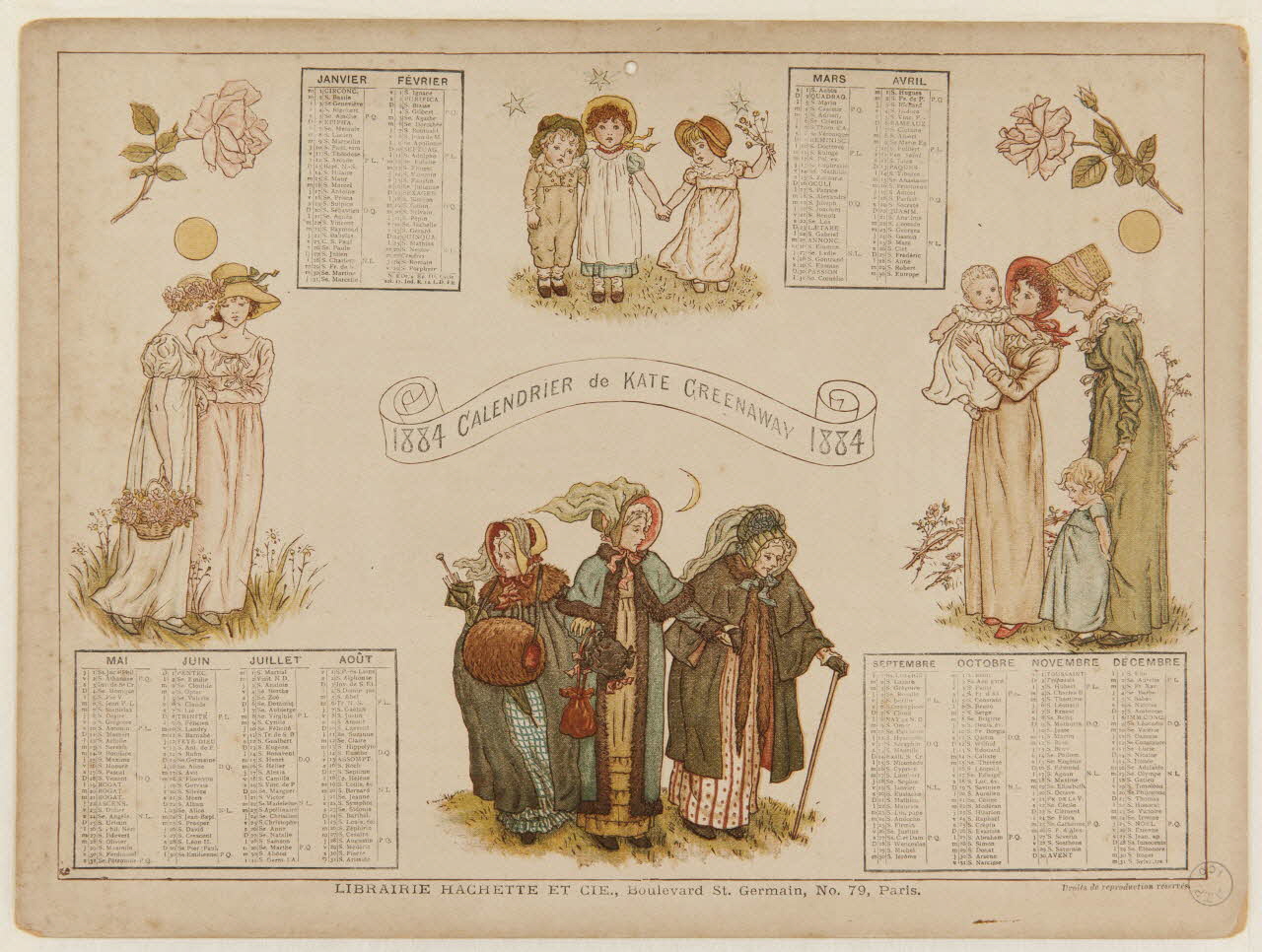 estampe 1884 CALENDRIER de KATE GREENAWAY 1973.53.210 Photo Mucem