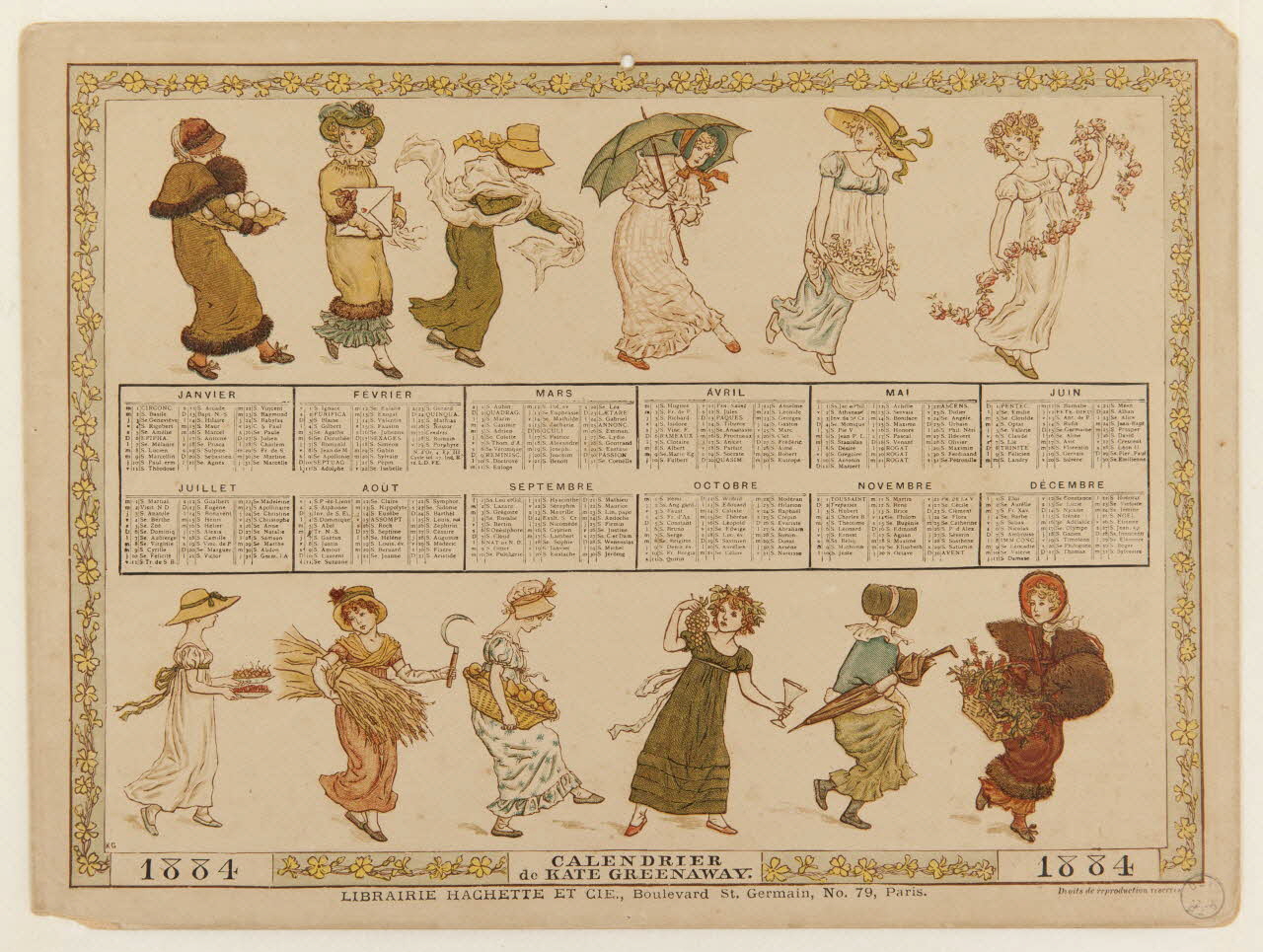 estampe CALENDRIER  de KATE GREENAWAY. 1973.53.211 Photo Mucem