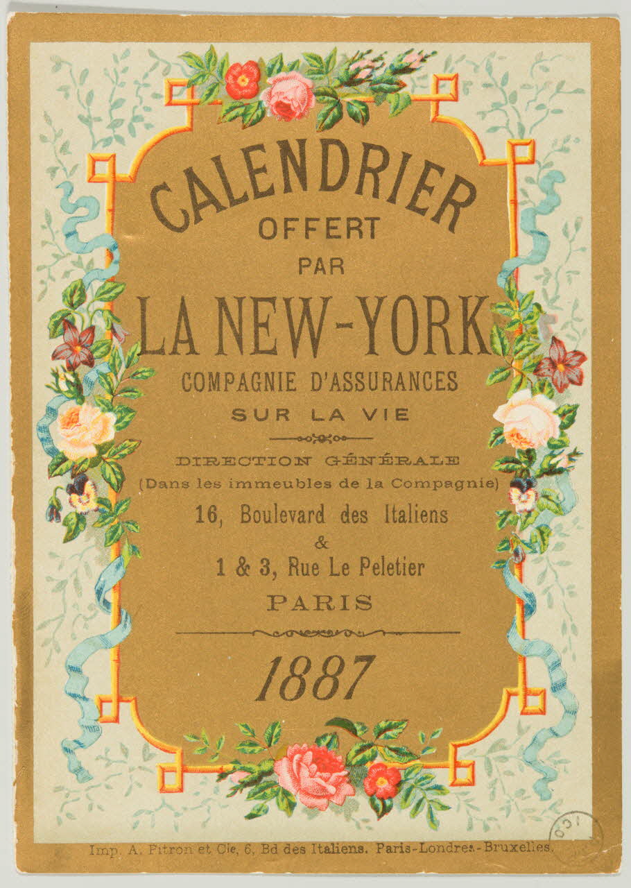 estampe CALENDRIER  1887 1973.53.214.2 Photo Mucem