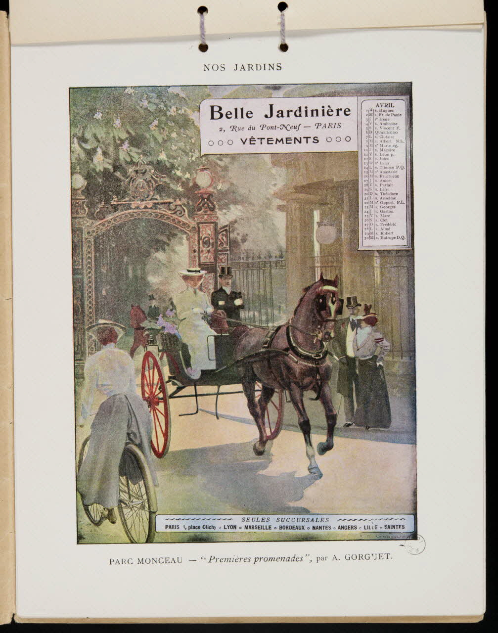 Gorguet, A. ; G Malherbe De album PARC MONCEAU. Paris 1902 1973.53.219.5 Photo Mucem
