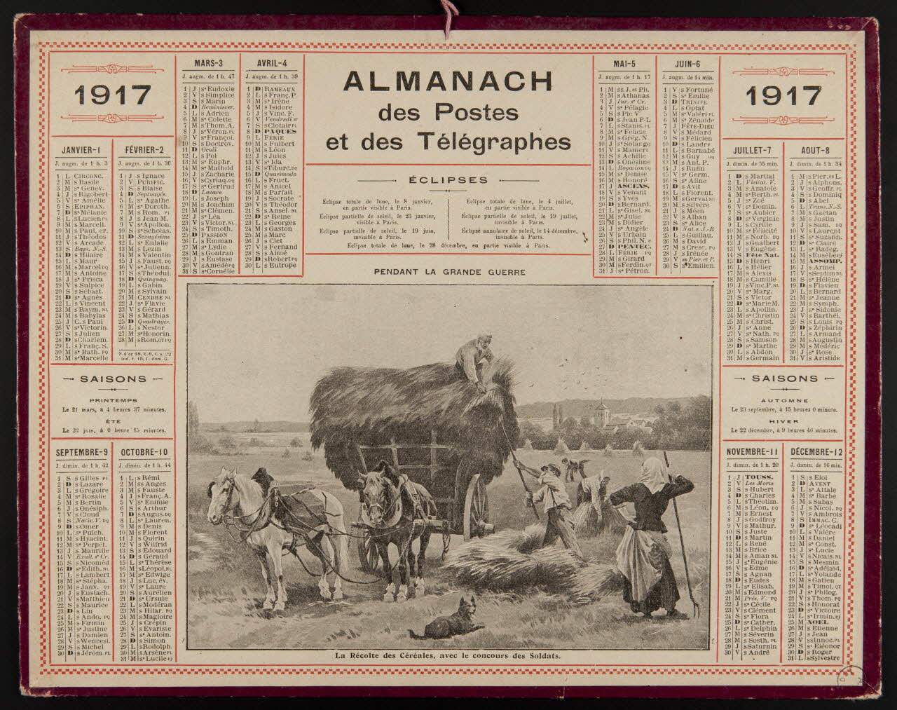 estampe ALMANACH  des Postes  et des Télégraphes  1917 1973.53.229.1/2 Photo Mucem