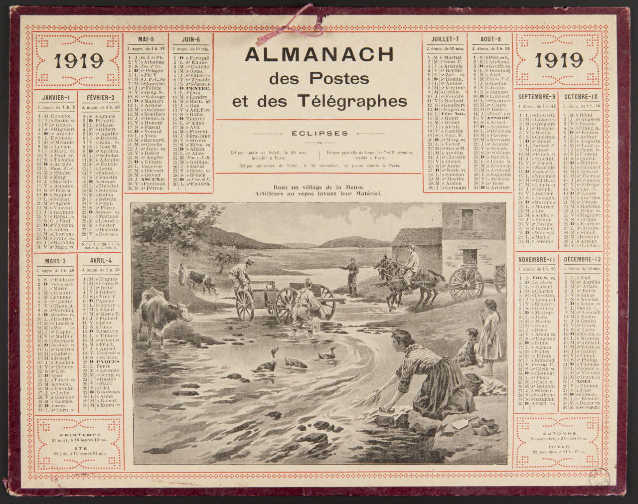 estampe ALMANACH  des Postes  et des Télégraphes  1919 1973.53.231 Photo Mucem