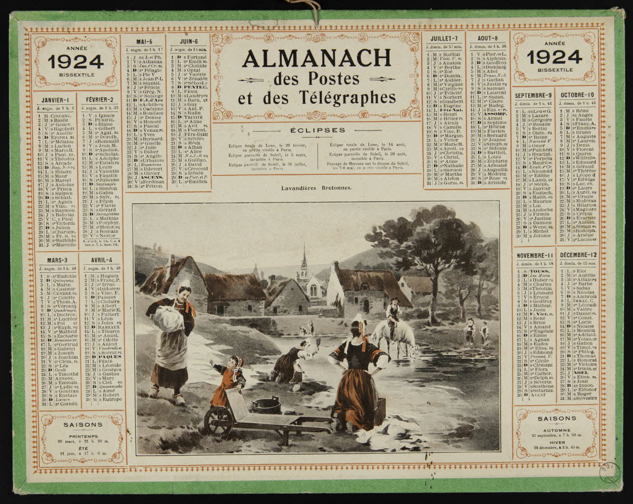 estampe ALMANACH  des Postes  et des Télégraphes  1924 1973.53.236 Photo Mucem