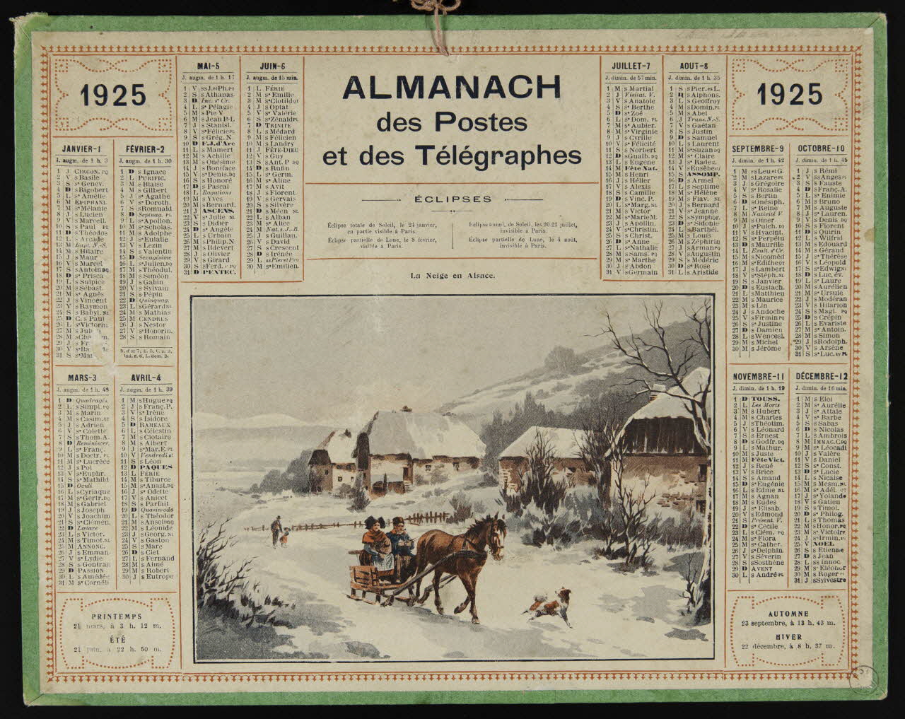 estampe ALMANACH  des Postes  et des Télégraphes  1925 1973.53.237 Photo Mucem