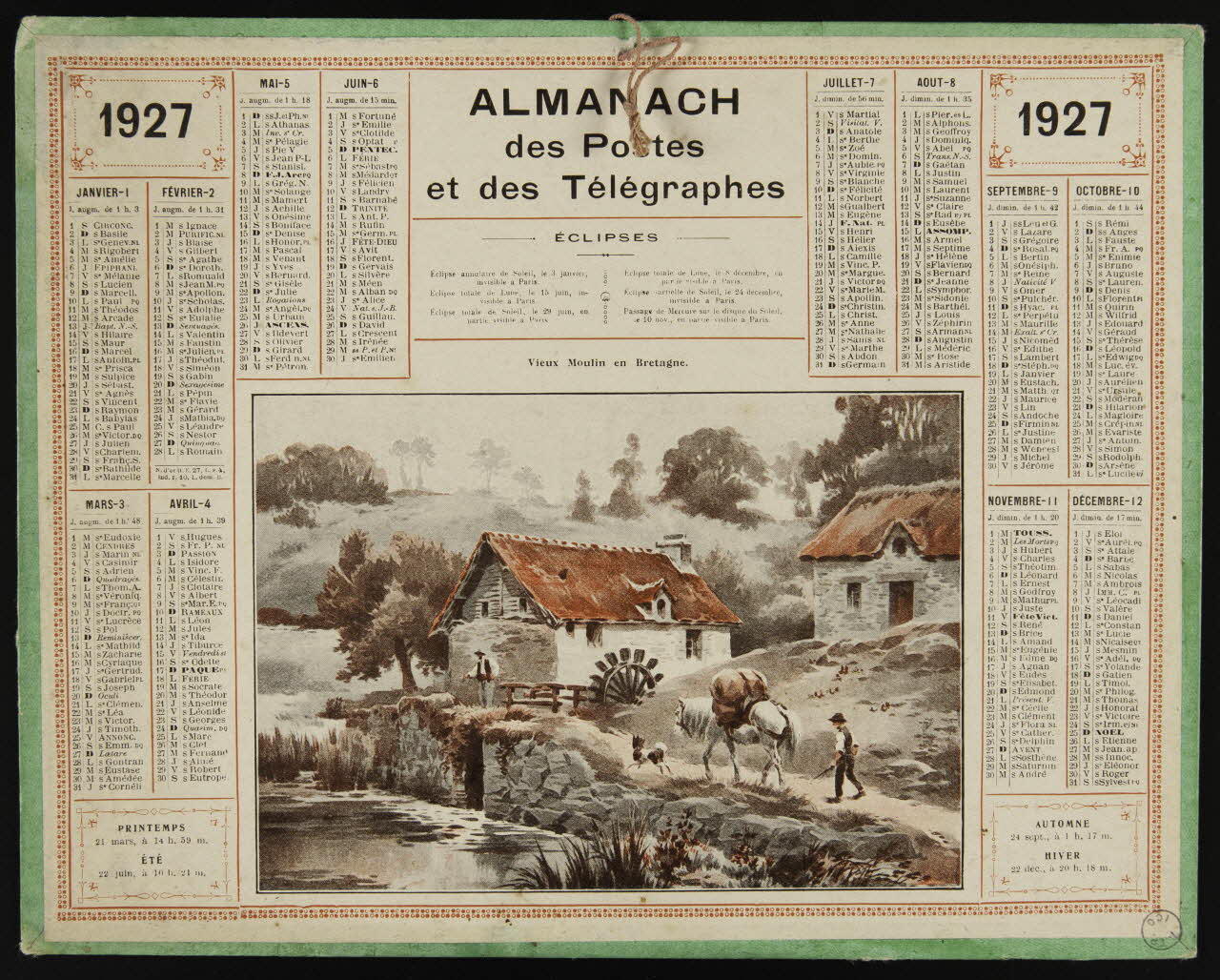 estampe ALMANACH  des Postes  et des Télégraphes  1927 1973.53.239 Photo Mucem